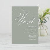 Invitation Nous faisons Élégant Script Vert Sauge Mariage (Debout devant)