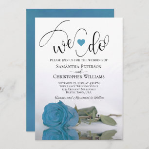 Invitation Nous faisons Elegant Turquoise Bleu Rose Romantiqu