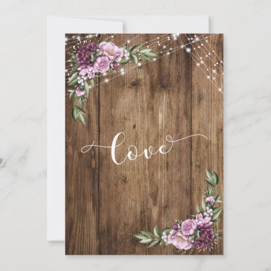 Invitation Nous faisons encore, Bois rustique Fleurs roses An (Dos)