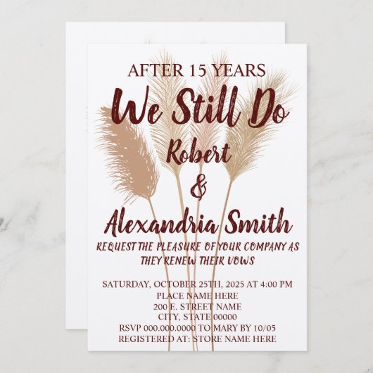 Invitation Nous Faisons Encore Mariage Anniversaire Renouvell (Devant / Derrière)