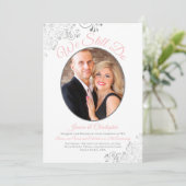 Invitation Nous Faisons Encore Rose Gris & Blanc Mariage Vow  (Debout devant)