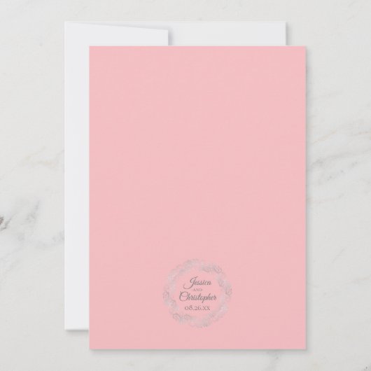 Invitation Nous Faisons Encore Rose Gris & Blanc Mariage Vow  (Dos)