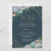 Invitation Nous faisons Gold Geometry Frame & Succulents Mari (Devant)
