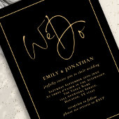 Invitation Nous faisons Gold Script Line Bordure QR Mariage n