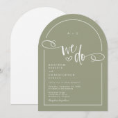 Invitation Nous faisons Heart Sage Vert Mariage de script mod (Devant / Derrière)