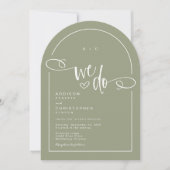 Invitation Nous faisons Heart Sage Vert Mariage de script mod (Devant)