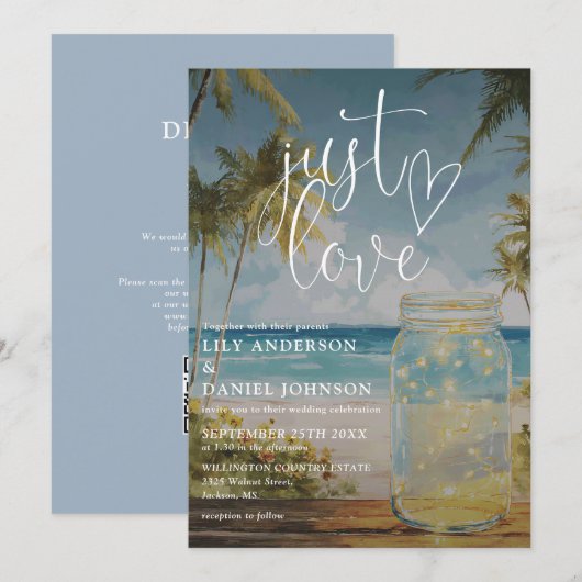 Invitation Nous faisons la Mariage sur la Plage au Code QR du (Devant / Derrière)