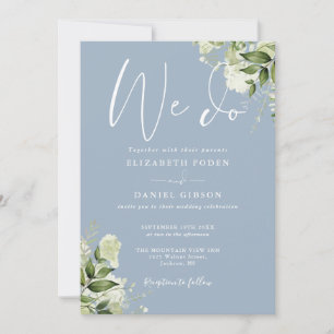 Invitation Nous faisons la verdure Monogramme Bleu Poussiéreu
