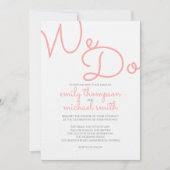 Invitation Nous faisons | Mariage de typographie moderne rose (Devant)