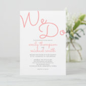 Invitation Nous faisons | Mariage de typographie moderne rose (Debout devant)