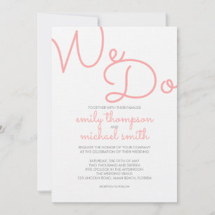 Invitation Nous faisons Mariage de typographie moderne rose