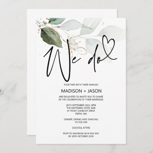 Invitation Nous Faisons Mariage Simple Moderne Élégant Eucaly (Devant / Derrière)
