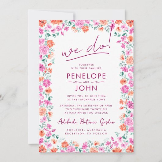 Invitation Nous faisons Moderne Boho Aquarelle Mariage Floral (Devant)