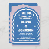 Invitation Nous Faisons Moderne Gras Bleu Violet Rétro Arc Ve (Devant / Derrière)