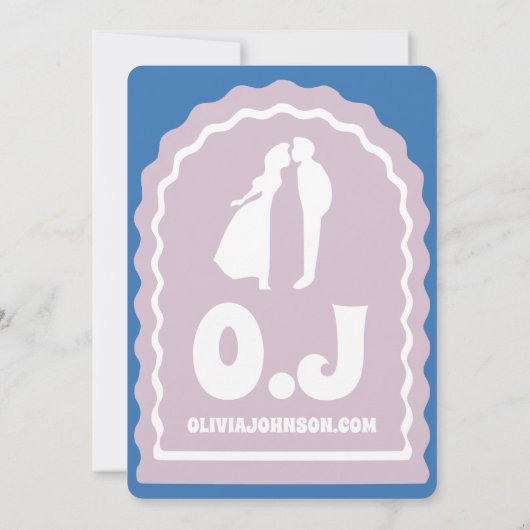 Invitation Nous Faisons Moderne Gras Bleu Violet Rétro Arc Ve (Dos)