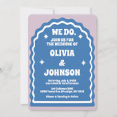 Invitation Nous Faisons Moderne Gras Bleu Violet Rétro Arc Ve (Devant)