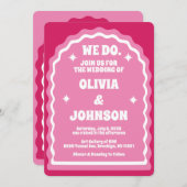 Invitation Nous Faisons Moderne Gras Rose Magenta Retro Arch (Devant / Derrière)