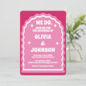 Invitation Nous Faisons Moderne Gras Rose Magenta Retro Arch (Debout devant)