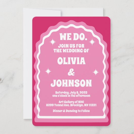 Invitation Nous Faisons Moderne Gras Rose Magenta Retro Arch (Devant)