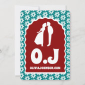 Invitation Nous Faisons Moderne Gras Rouge Turquoise Rétro Bo (Dos)