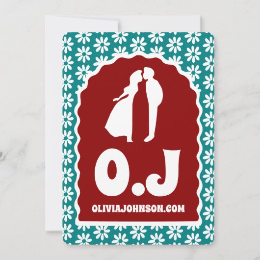 Invitation Nous Faisons Moderne Gras Rouge Turquoise Rétro Bo (Dos)