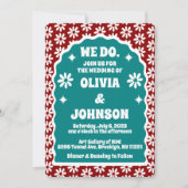 Invitation Nous Faisons Moderne Gras Rouge Turquoise Rétro Bo (Devant)