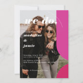 Invitation Nous faisons Moderne rose Magenta Retro Photo Abst (Devant)