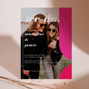 Invitation Nous faisons Moderne rose Magenta Retro Photo Abst