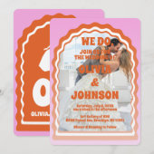 Invitation Nous Faisons Moderne Rose Orange Retro Wavy Arch P (Devant / Derrière)
