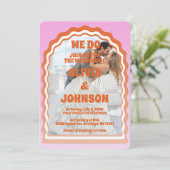 Invitation Nous Faisons Moderne Rose Orange Retro Wavy Arch P (Debout devant)
