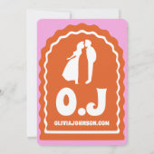 Invitation Nous Faisons Moderne Rose Orange Retro Wavy Arch P (Dos)