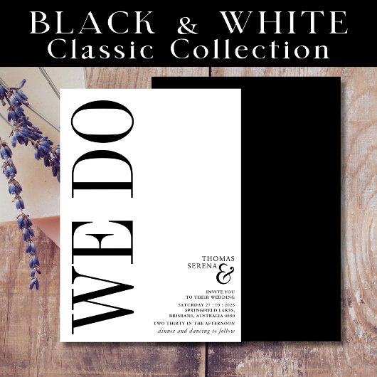 Invitation Nous faisons Noir & Blanc Monogramme Mariage de ty