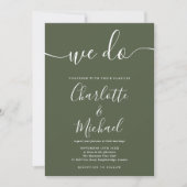 Invitation Nous faisons Olive Green Signature Script Mariage (Devant)