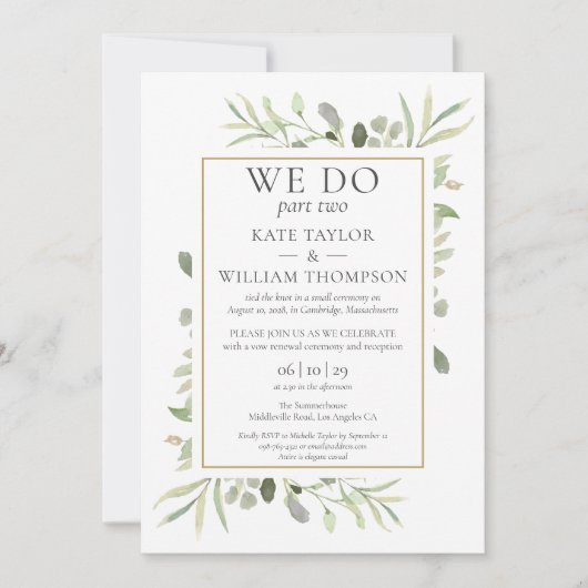 Invitation Nous Faisons Partie Deux Mariage Photo Sequel Vert (Devant)