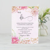 Invitation *~* NOUS FAISONS Pink Floral RSVP AR15 QR Crystal  (Debout devant)