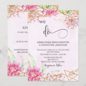 Invitation *~* NOUS FAISONS Pink Floral RSVP AR15 QR Crystal  (Devant / Derrière)