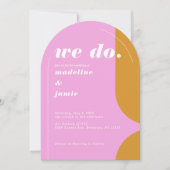 Invitation Nous faisons Pink Retro Abstrait Arch Mariage (Devant)