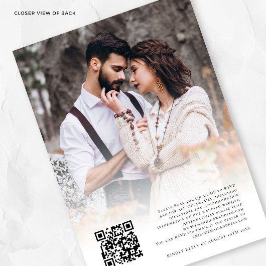 Invitation Nous faisons Script Photo Overlay QR Black White M