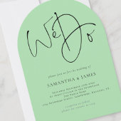 Invitation Nous faisons Script QR Code Celadon Green Mariage 