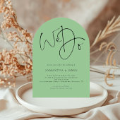 Invitation Nous faisons Script QR Code Celadon Green Mariage 