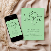 Invitation Nous faisons Script QR Code Celadon Mariage vert