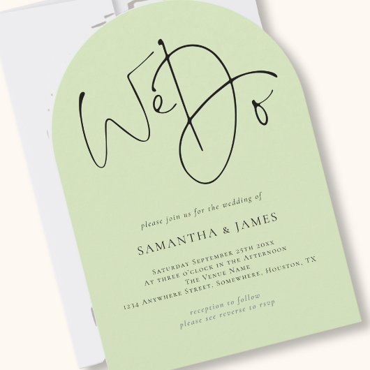 Invitation Nous faisons Script QR Code Lime Cream Green Maria