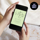 Invitation Nous faisons Script QR Code Lime Cream Mariage