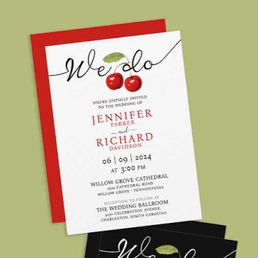 Invitation Nous faisons Simple Blanc Et Cerises Rouges Fruits