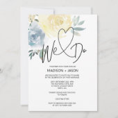 Invitation Nous Faisons Simple Moderne Mariage Bleu Crème Flo (Devant)