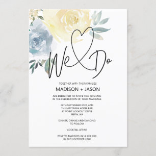 Invitation Nous Faisons Simple Moderne Mariage Bleu Crème Flo