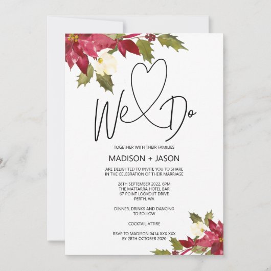 Invitation Nous Faisons Simple Moderne Mariage Noël (Devant)