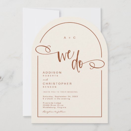 Invitation Nous Faisons Terracotta Mariage De Script Moderne (Devant)