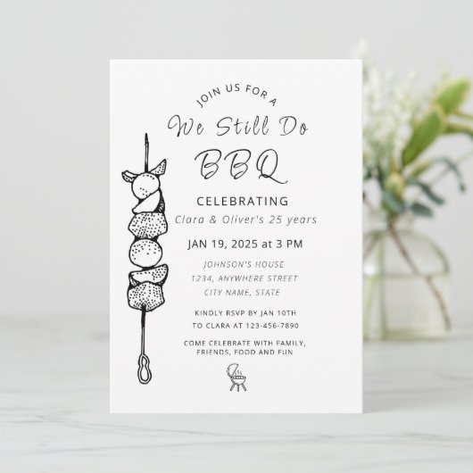 Invitation Nous faisons toujours BBQ jardin fête mariage anni (Debout devant)