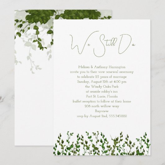 Invitation Nous Faisons Toujours De La Verdure Vow Renouvelle (Devant / Derrière)